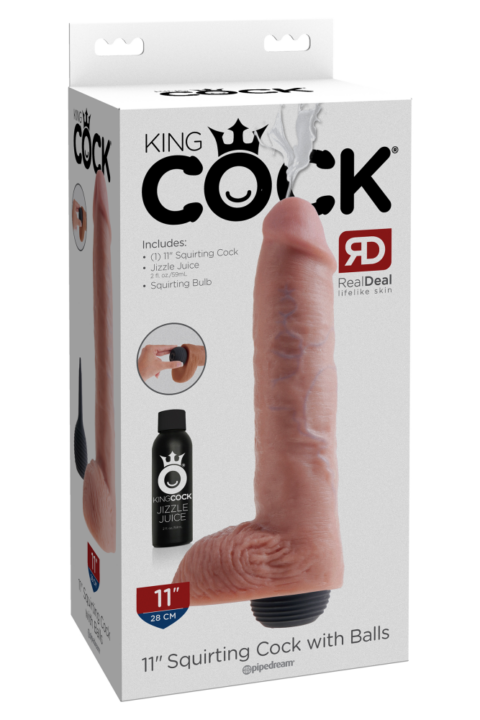 11" Squirting Cock with Balls  Light