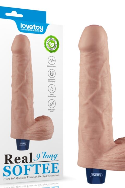 9" REAL SOFTEE Rechargeable Vibrating Dildo(Flesh)