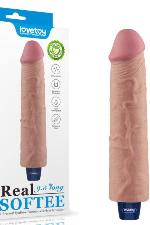 9.5" REAL SOFTEE Rechargeable Vibrating Dildo(Flesh)