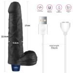 9" REAL SOFTEE Rechargeable Vibrating Dildo(Black) - Image 7