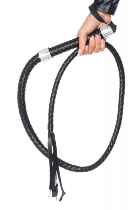 Rhinestone Handle Whip Black