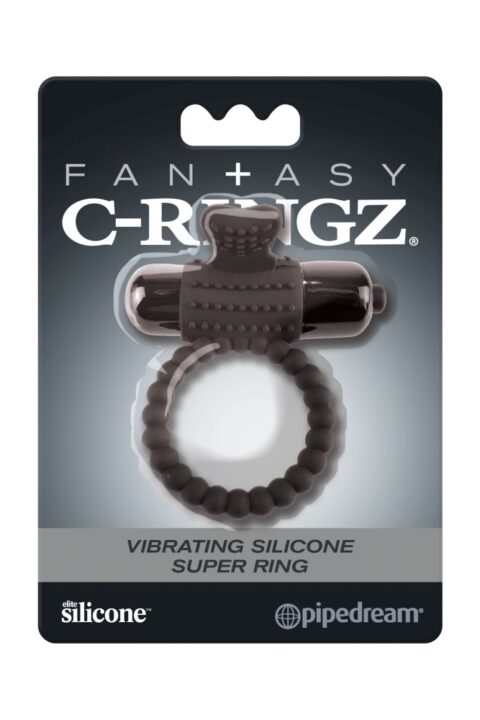 Vibrating Silicone Super Ring  Black