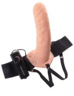 8" Vibrating Hollow Strap-On  Light/Black - Image 4