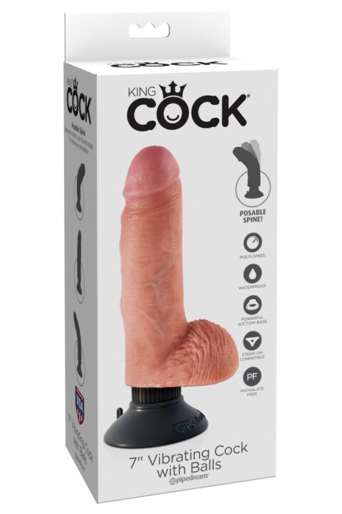 7" Vibrating Cock with Balls  Light