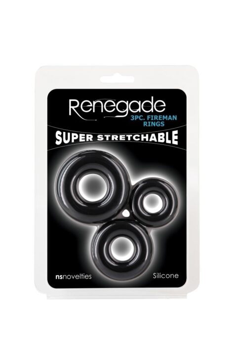 Renegade - 3pc Fireman Rings - Black