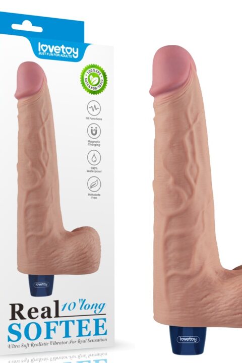 10" REAL SOFTEE Rechargeable Vibrating Dildo(Flesh)