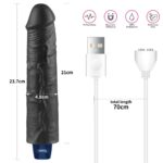 9.5" REAL SOFTEE Rechargeable Vibrating Dildo(Black) - Image 7