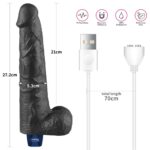 10.5" REAL SOFTEE Rechargeable Vibrating Dildo(Black) - Image 7