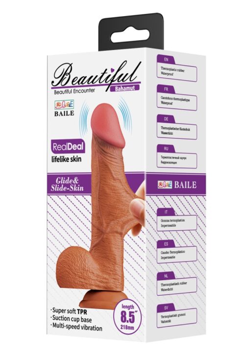Beautiful Bahamut 8,5 " Vibrating Dildo Brown