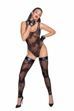 Tulle body with patterned flock embroidery - M - Image 4