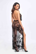 Divinity long flocked mesh dress with open back - XL - Image 2