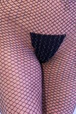 CR 4309 O/S 2 pairs 2 colors Black and Black/Silver(Lurex) small hole Fishnet Pantyhouse 1 Pair standard black color 1 Pair black/silver Lurex - Image 10